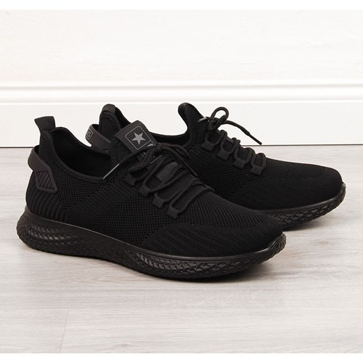 Buty sportowe męskie z siatką czarne NEWS ze sklepu ButyModne.pl w kategorii Buty sportowe męskie - zdjęcie 178945650