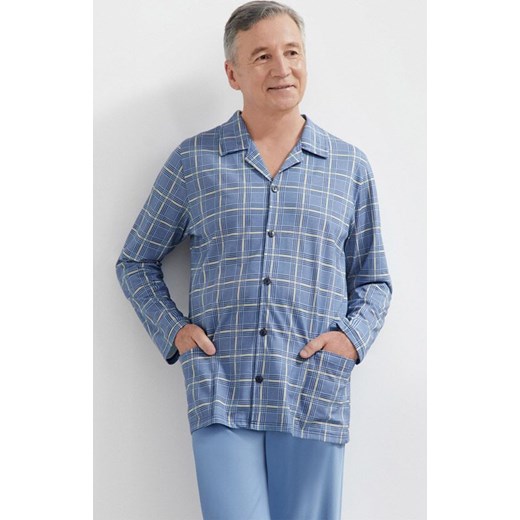 Długa piżama męska Antoni III 403 13, Kolor niebieski-kratka, Rozmiar XL, MARTEL ze sklepu Intymna w kategorii Piżamy męskie - zdjęcie 178948564