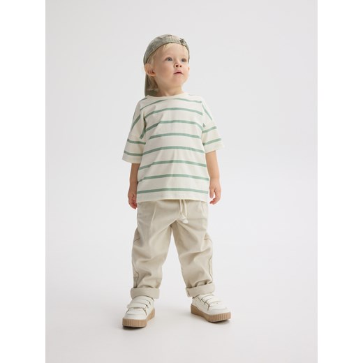 Reserved - Bawełniany t-shirt w paski - złamana biel Reserved 98 (2-3 lata) Reserved