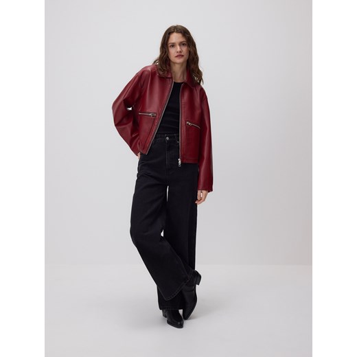 Reserved - Kurtka z efektem postarzenia - burgundowy Reserved M Reserved