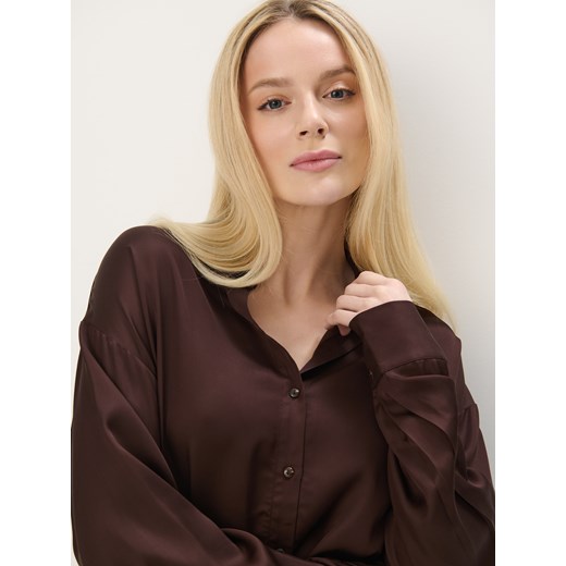 Mohito - Brązowa koszula z wiskozy - ciemno brązowy Mohito 38 Mohito