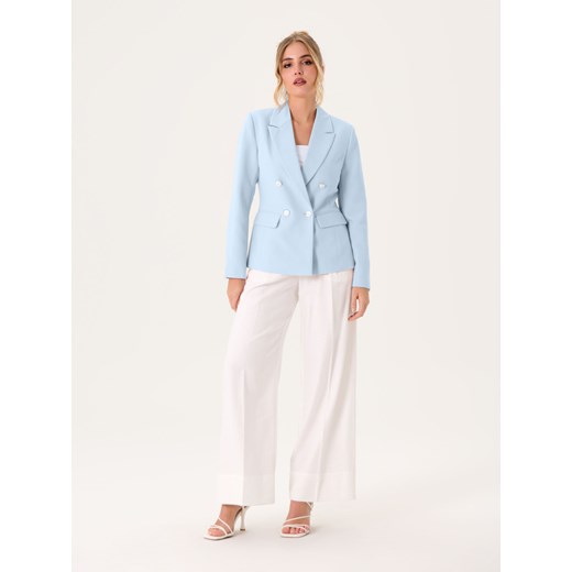 Sinsay - Żakiet dwurzędowy z ozdobnymi guzikami - błękitny Sinsay M Sinsay