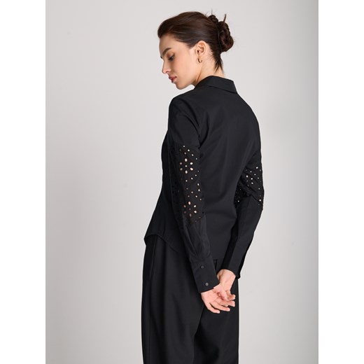 Sinsay - Koszula z ażurową wstawką - czarny Sinsay L Sinsay