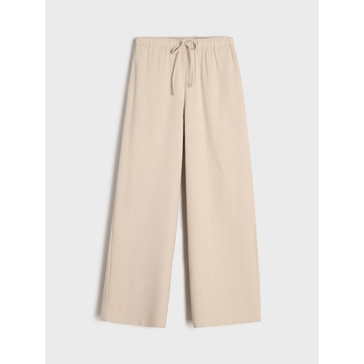 Sinsay - Spodnie wide leg - kremowy Sinsay XL Sinsay
