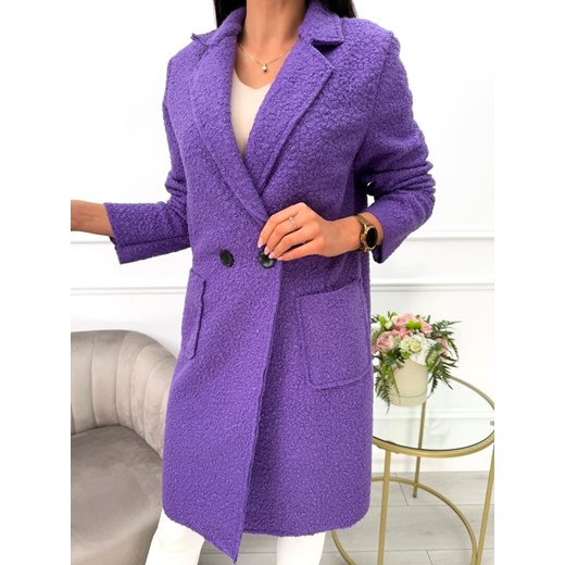 Fioletowy Płaszcz z Kieszeniami Modnakiecka.pl 42 ModnaKiecka.pl