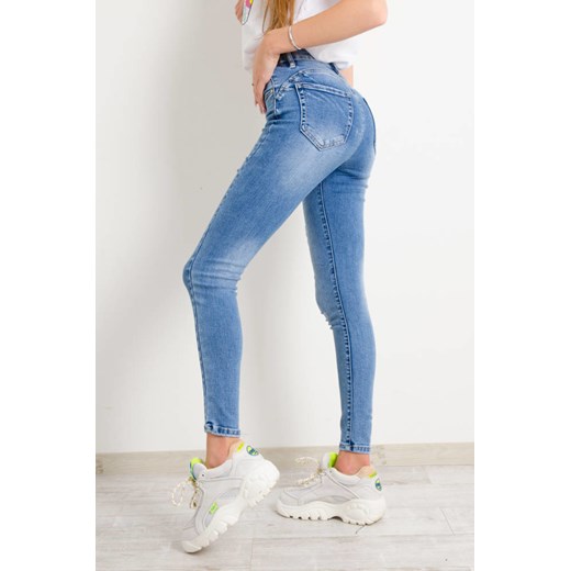 SPODNIE JEANSOWE SKINNY Z PRZETARCIAMI- WYSOKI STAN PUSH UP ze sklepu olika.com.pl w kategorii Jeansy damskie - zdjęcie 178957714