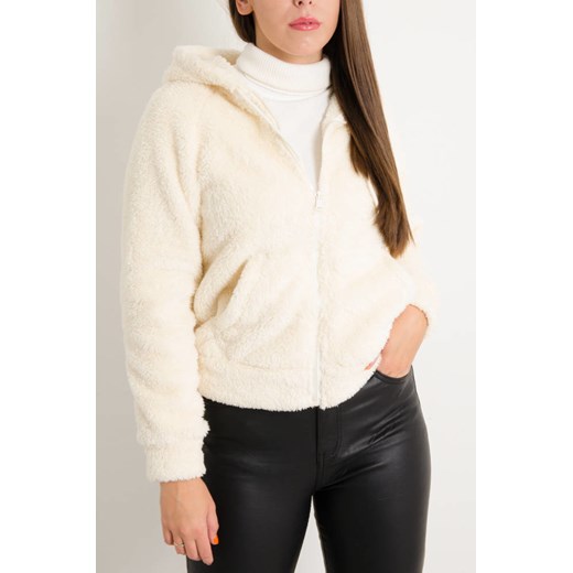 BIAŁA FUTRZANA BLUZA ZAPINANA NA ZAMEK ze sklepu olika.com.pl w kategorii Bluzy damskie - zdjęcie 178958493