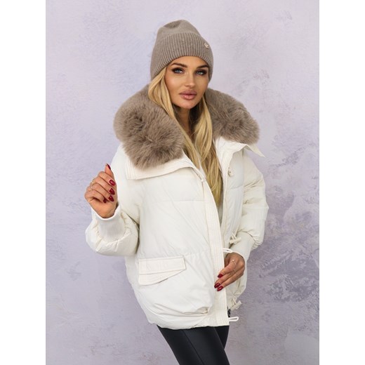 KURTKA OVERSIZE Z FUTERKIEM- BIAŁA ze sklepu olika.com.pl w kategorii Kurtki damskie - zdjęcie 178958552