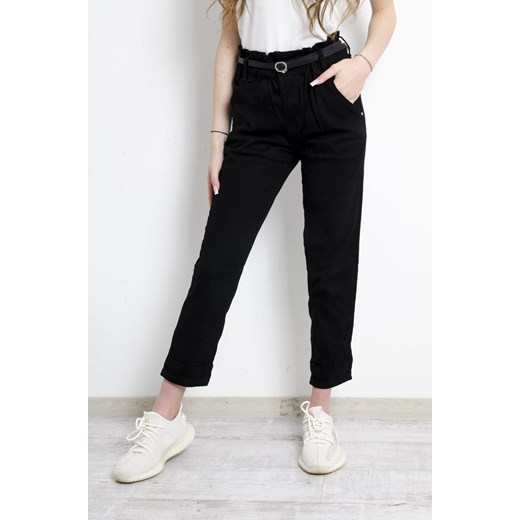SPODNIE CZARNE BAGGY FIT MARSZCZONE W PASIE ze sklepu olika.com.pl w kategorii Spodnie damskie - zdjęcie 178958752