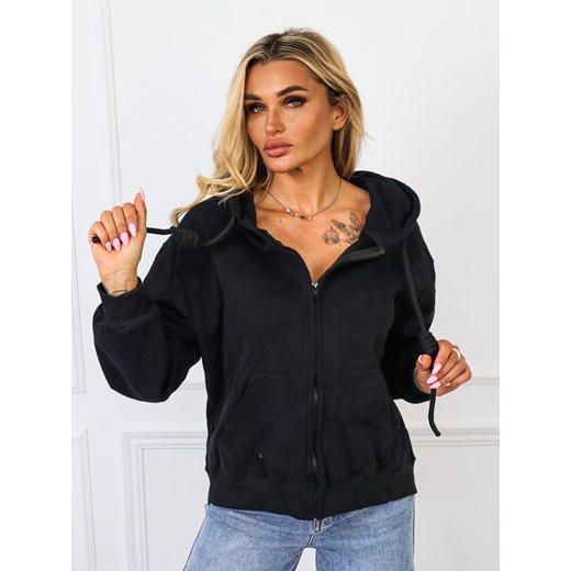BLUZA Z KAPTUREM ZAPINANA NA ZAMEK- CZARNA ze sklepu olika.com.pl w kategorii Bluzy damskie - zdjęcie 178959133