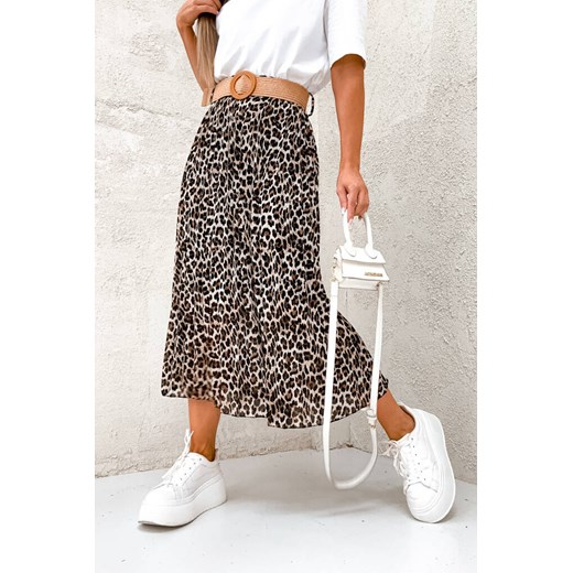 SPÓDNICA MIDI ZE ZWIERZĘCYM PRINTEM- BEŻOWA PANTERKA ze sklepu olika.com.pl w kategorii Spódnice - zdjęcie 178959271