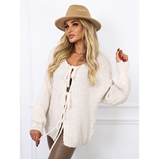 SWETER OVERSIZE Z WIĄZANIEM - BEŻOWY ze sklepu olika.com.pl w kategorii Swetry damskie - zdjęcie 178959323