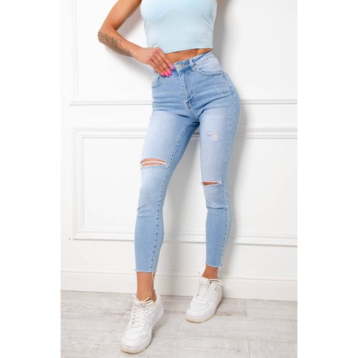 JASNE SPODNIE JEANSOWE SKINNY Z PRZETARCIAMI ze sklepu olika.com.pl w kategorii Jeansy damskie - zdjęcie 178960750