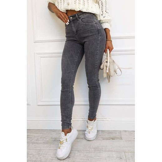 SZARE SPODNIE JEANSOWE SKINNY Z WYSOKIM STANEM ze sklepu olika.com.pl w kategorii Jeansy damskie - zdjęcie 178961153