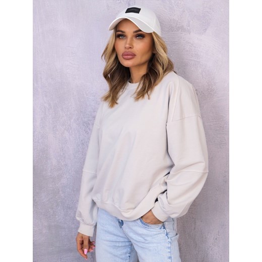 ASYMETRYCZNA BLUZA OVERSIZE Z PRZESZYCIAMI NA RĘKAWACH- BEŻOWA ze sklepu olika.com.pl w kategorii Bluzy damskie - zdjęcie 178962702