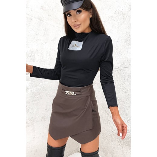 BLUZKA OVERSIZE Z NASZYWKĄ PÓŁGOLF- CZARNA ze sklepu olika.com.pl w kategorii Bluzki damskie - zdjęcie 178962983