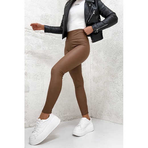 LEGGINSY Z IMITACJI SKÓRY I WYSOKI STAN- CAMEL ze sklepu olika.com.pl w kategorii Spodnie damskie - zdjęcie 178963293