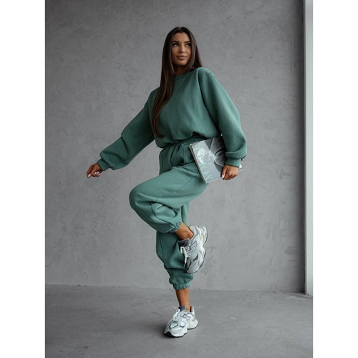 KOMPLET DRESOWY BLUZA+ SPODNIE- ZIELONY ze sklepu olika.com.pl w kategorii Dresy damskie - zdjęcie 178963352