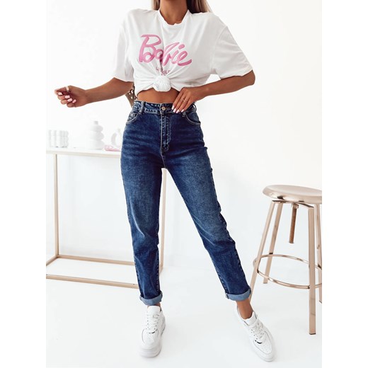 SPODNIE JEANSOWE JASNE- MOM STRETCH- GRANATOWE ze sklepu olika.com.pl w kategorii Jeansy damskie - zdjęcie 178963970