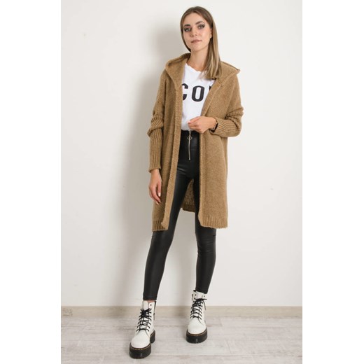 SWETER OVERSIZE Z KAPTUREM - BRĄZOWY ze sklepu olika.com.pl w kategorii Swetry damskie - zdjęcie 178964093