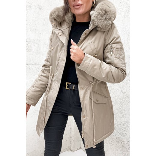 BEŻOWA KURTKA PARKA ZIMOWA ze sklepu olika.com.pl w kategorii Kurtki damskie - zdjęcie 178964544