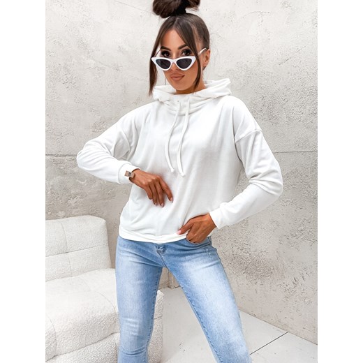 WELUROWA BLUZA Z KAPTUREM- EKRI ze sklepu olika.com.pl w kategorii Bluzy damskie - zdjęcie 178964922