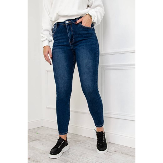 SPODNIE JEANSOWE Z PRZETARCIAMI I WYSOKIM STANEM- PLUS SIZE ze sklepu olika.com.pl w kategorii Jeansy damskie - zdjęcie 178965344