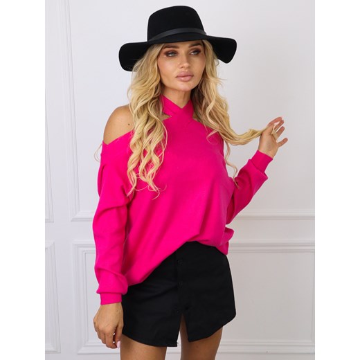 SWETER Z OZDOBNYM DEKOLTEM- RÓŻOWY ze sklepu olika.com.pl w kategorii Swetry damskie - zdjęcie 178966230