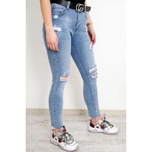 JASNE SPODNIE JEANSOWE PLUS SIZE Z PRZETARCIAMI-WYSOKI STAN ze sklepu olika.com.pl w kategorii Jeansy damskie - zdjęcie 178966611