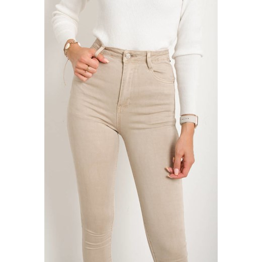 BEŻOWE SPODNIE SKINNY- WYSOKI STAN ze sklepu olika.com.pl w kategorii Spodnie damskie - zdjęcie 178966830