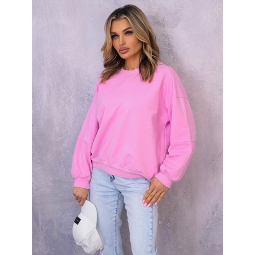 ASYMETRYCZNA BLUZA OVERSIZE Z PRZESZYCIAMI NA RĘKAWACH- RÓŻOWA ze sklepu olika.com.pl w kategorii Bluzy damskie - zdjęcie 178968110