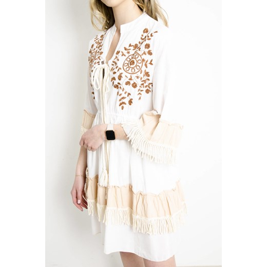 SUKIENKA BIAŁA BOHO Z HAFTEM ze sklepu olika.com.pl w kategorii Sukienki - zdjęcie 178968164