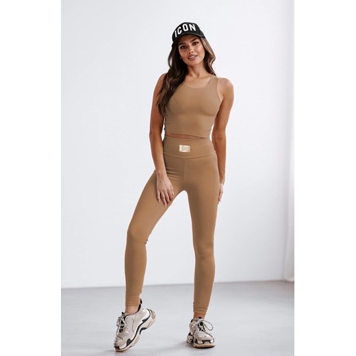 DOPASOWANY KOMPLET TOP+ LEGGINSY- BEŻOWY ze sklepu olika.com.pl w kategorii Komplety i garnitury damskie - zdjęcie 178968261