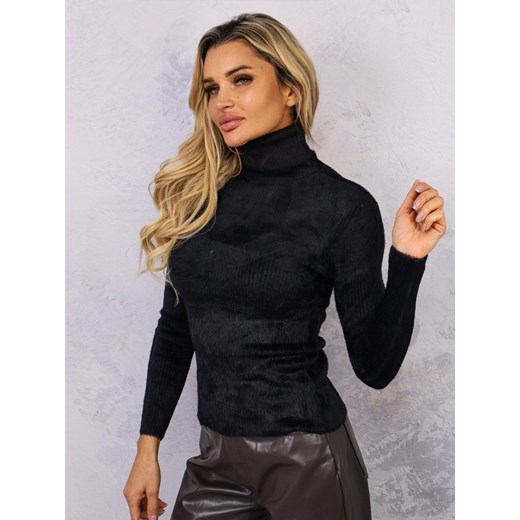 DOPASOWANY SWETER Z GOLFEM- CZARNY ze sklepu olika.com.pl w kategorii Swetry damskie - zdjęcie 178969331