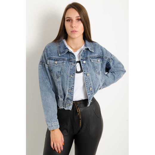 KURTKA JEANSOWA Z GUMĄ W PASIE ze sklepu olika.com.pl w kategorii Kurtki damskie - zdjęcie 178969380