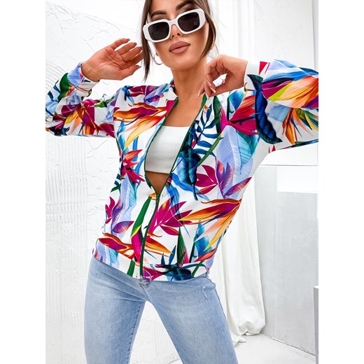 WZORZYSTA BLUZA ZAPINANA NA ZAMEK- MORSKA ze sklepu olika.com.pl w kategorii Bluzy damskie - zdjęcie 178969424