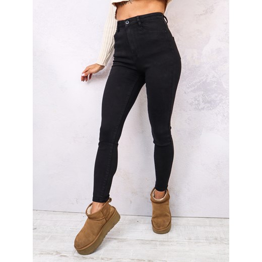 SPODNIE JEANSOWE SKINNY Z BARDZO WYSOKIM STANEM- CZARNE ze sklepu olika.com.pl w kategorii Spodnie damskie - zdjęcie 178969510