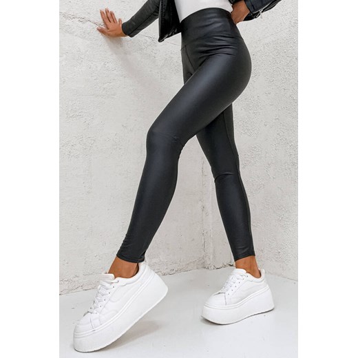 CZARNE LEGGINSY Z IMITACJI SKÓRY - WYSOKI STAN ze sklepu olika.com.pl w kategorii Spodnie damskie - zdjęcie 178969890
