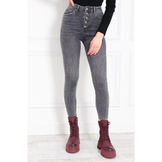 SPODNIE JEANSOWE SZARE SKINNY Z GUZIKAMI- WYSOKI STAN ze sklepu olika.com.pl w kategorii Jeansy damskie - zdjęcie 178970131