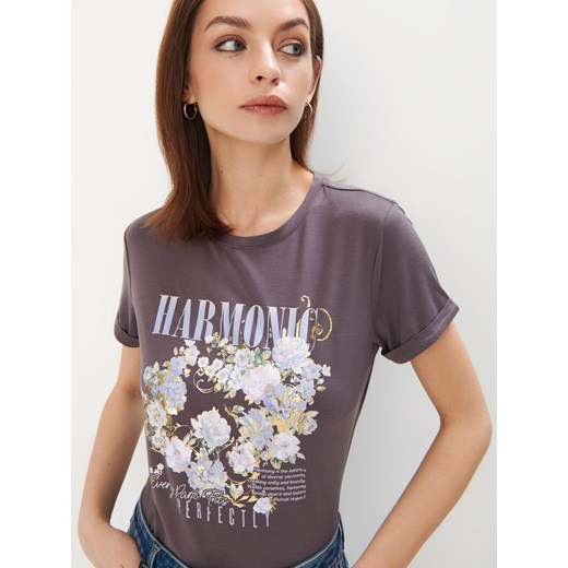 Mohito - T-shirt z printem - szary Mohito S Mohito