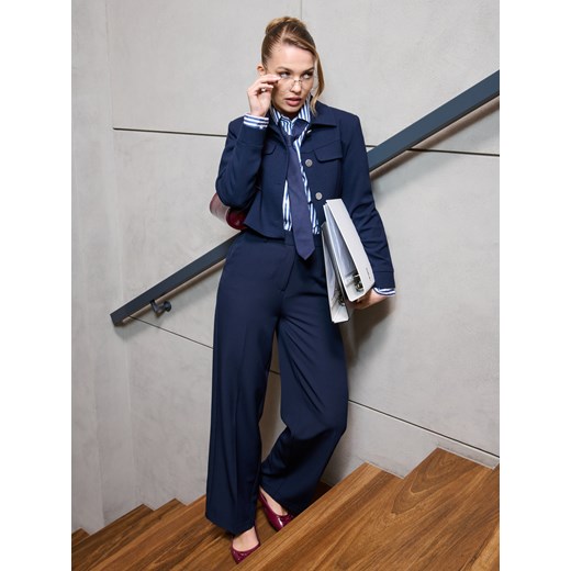 Sinsay - Bawełniana koszula regular fit - granatowy Sinsay L Sinsay