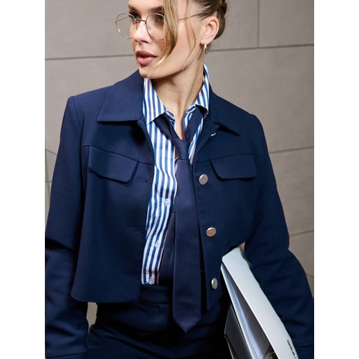 Sinsay - Bawełniana koszula regular fit - granatowy Sinsay L Sinsay