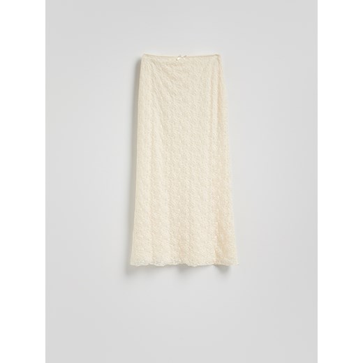 Reserved - Koronkowa spódnica maxi - kremowy Reserved S Reserved