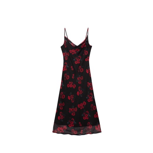 Cropp - Czarna sukienka maxi w róże - czarny ze sklepu Cropp w kategorii Sukienki - zdjęcie 178979341
