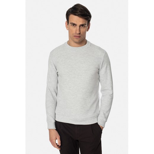 BLUZA PORTONE Z OKRĄGŁYM DEKOLTEM SZARA Z BAWEŁNĄ ze sklepu Recman w kategorii Bluzy męskie - zdjęcie 178979530