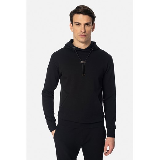 BLUZA HONDO Z OKRĄGŁYM DEKOLTEM CZARNA Z BAWEŁNY TYPU JERSEY ze sklepu Recman w kategorii Bluzy męskie - zdjęcie 178979544