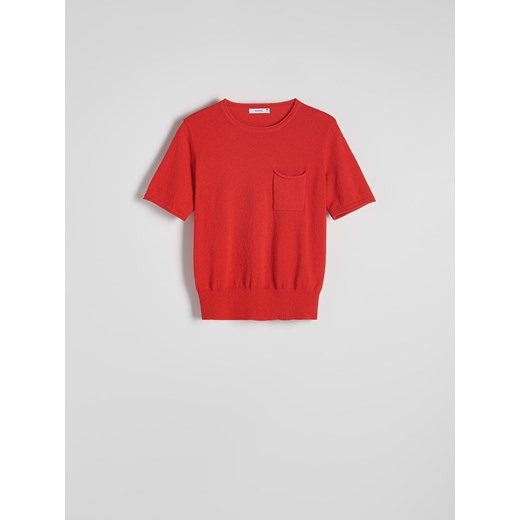 Reserved - Dzianinowa bluzka z kieszenią - czerwony Reserved M Reserved