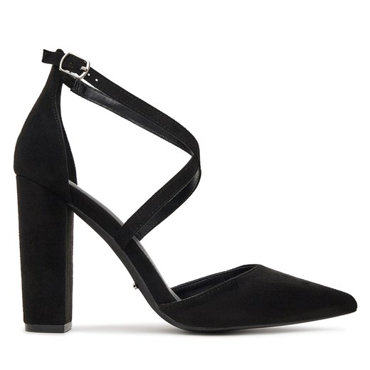 Czółenka czarne DeeZee eleganckie na obcasie z klamrą 
