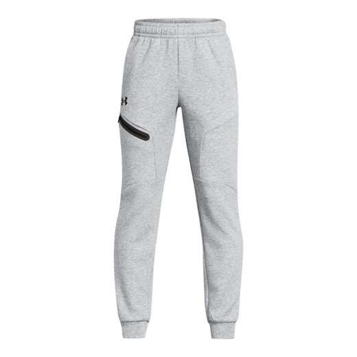 Chłopięce spodnie dresowe Under Armour UA B Unstoppable Flc Jogger - szare ze sklepu Sportstylestory.com w kategorii Spodnie męskie - zdjęcie 178981183