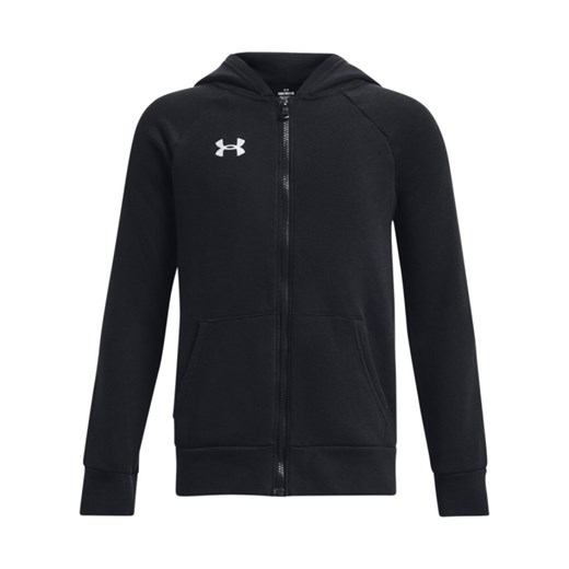 Chłopięca bluza dresowa rozpinana z kapturem Under Armour UA Rival Fleece FZ Hoodie - czarna ze sklepu Sportstylestory.com w kategorii Bluzy chłopięce - zdjęcie 178981192